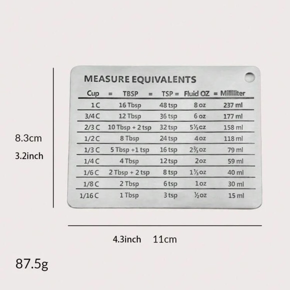 New Stainless Steel Silver Black Measure Equivalents Strong Baking Fridge Magnet - Picture 4 of 11